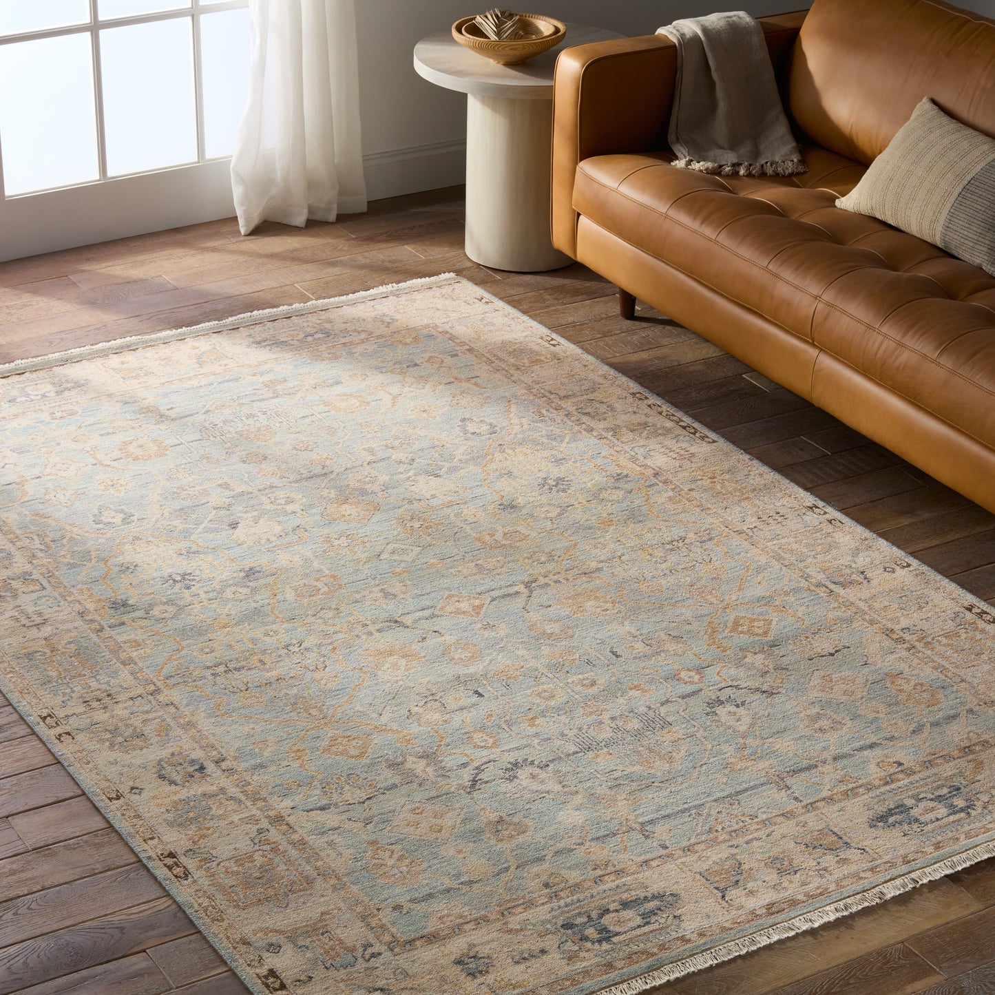 Resonant Light Blue/ Beige Area Rug