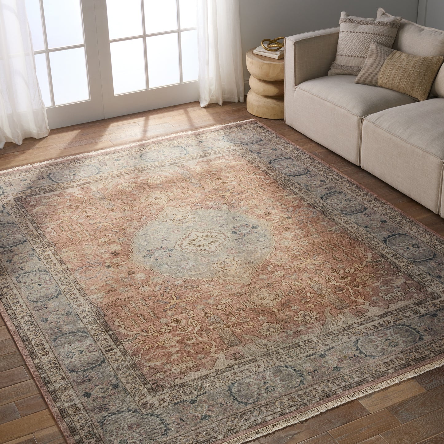 Pendulum Tan/ Blue Area Rug